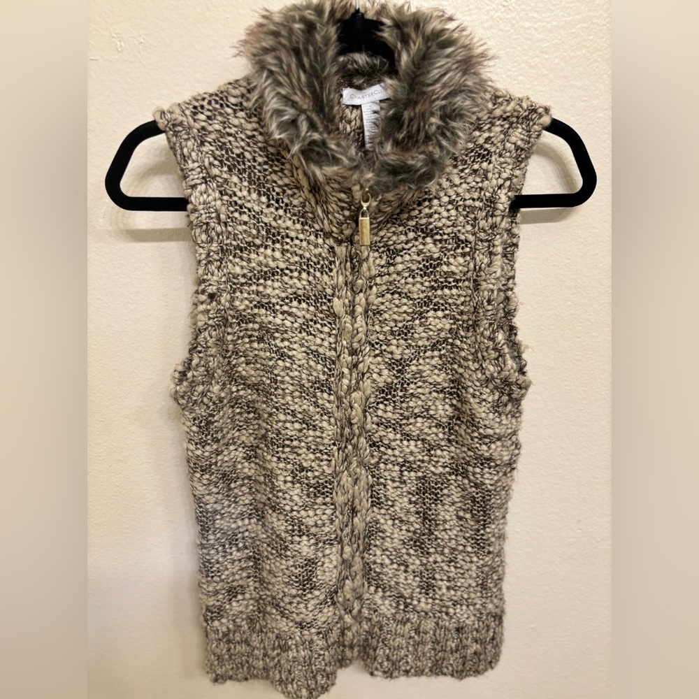 Charter Club Womens Brown Knit Full Zip Sweater Vest
